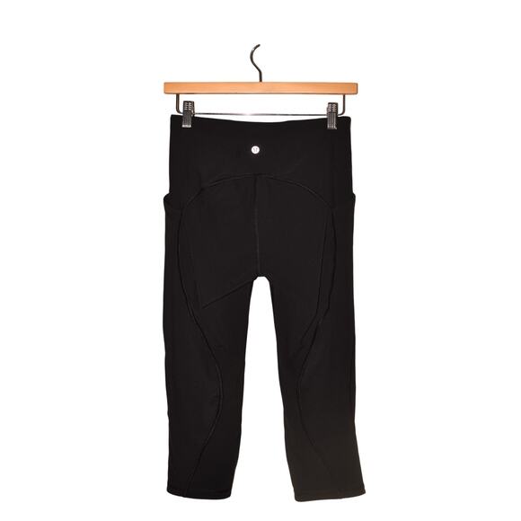 LULULEMON $98 Breezy Dot Crop 19" Black Full-On Luxtreme Leggings Size‎ 6 - Picture 2 of 3